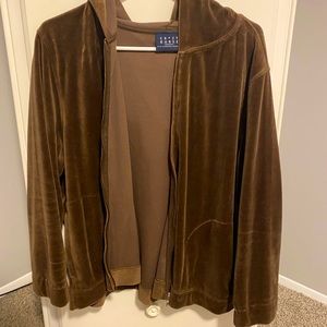 Brown Velour Zip-up Jacket